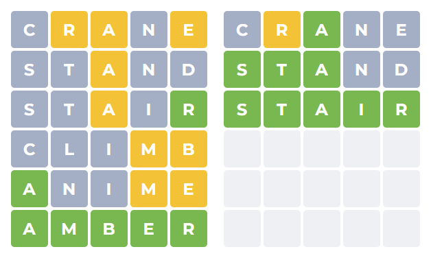 Player trying to solve both word puzzles in Sexaginta-quattuordle